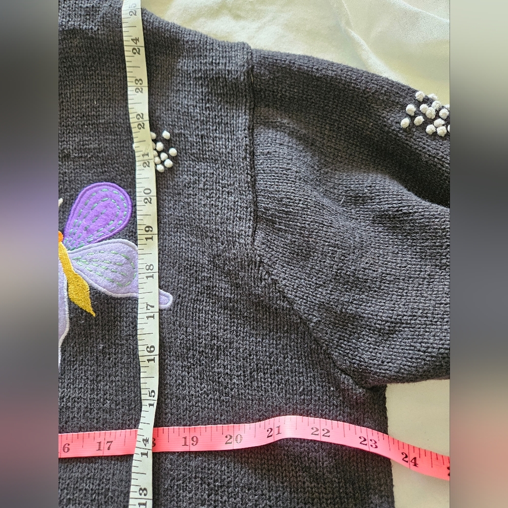 Quacker Factory Vintage Embroided Butterfly Cardigan - Picture 7 of 9